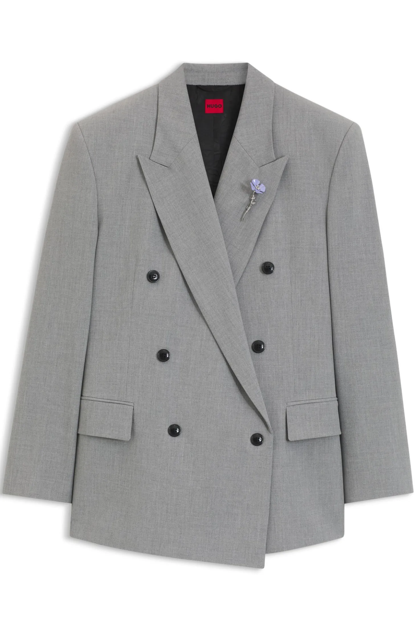 Relaxed-Fit Blazer mit Blumenbrosche aus Emaille