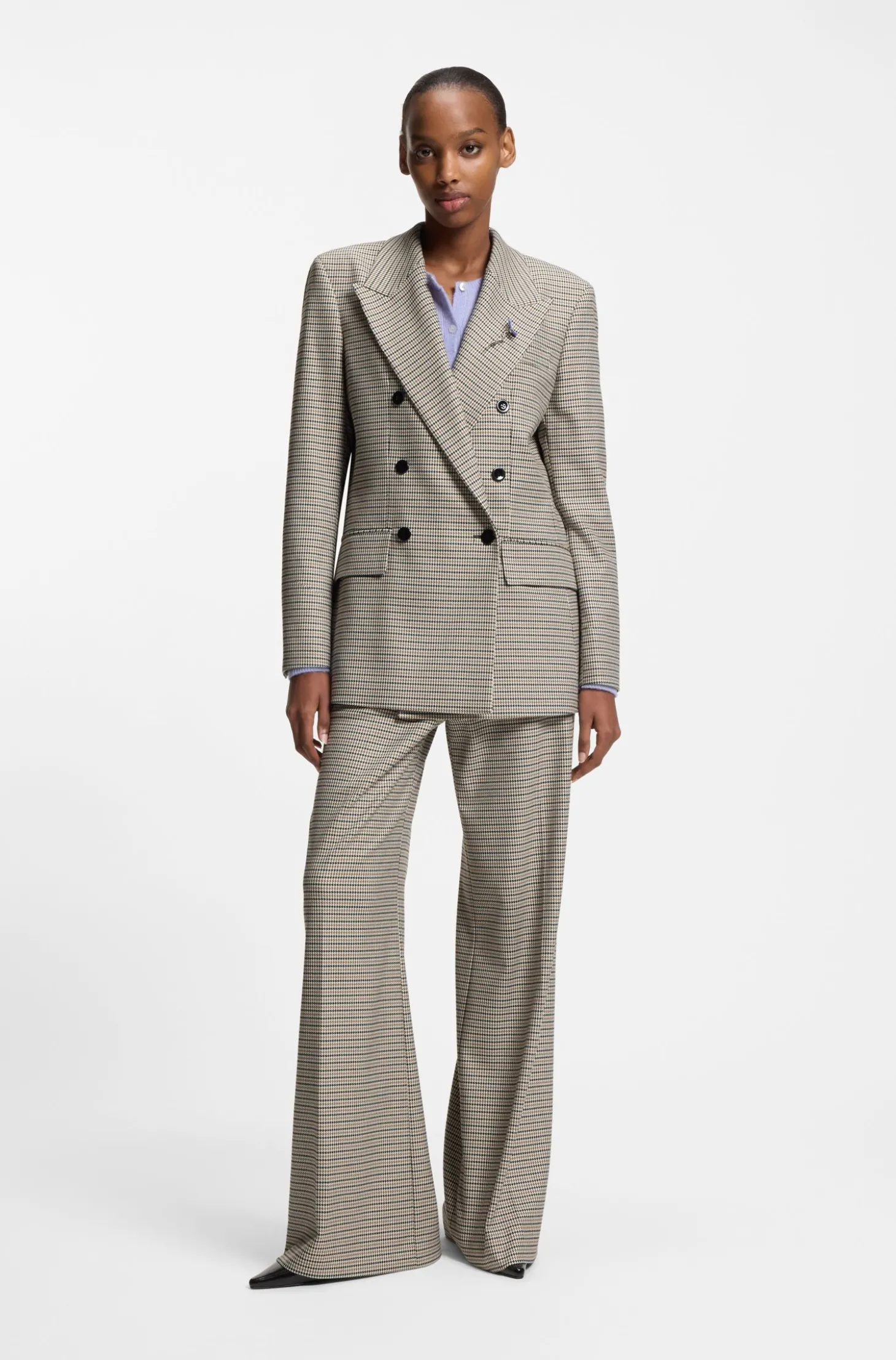 Relaxed-Fit Blazer mit filigranem Hahnentritt-Muster