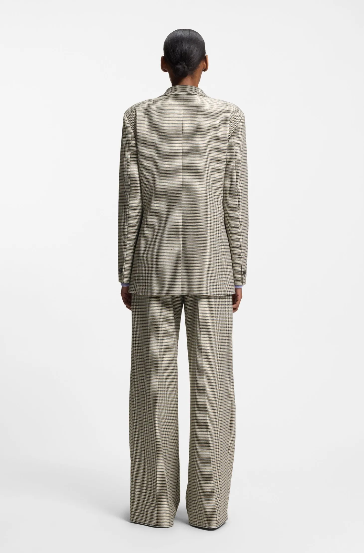 Relaxed-Fit Blazer mit filigranem Hahnentritt-Muster