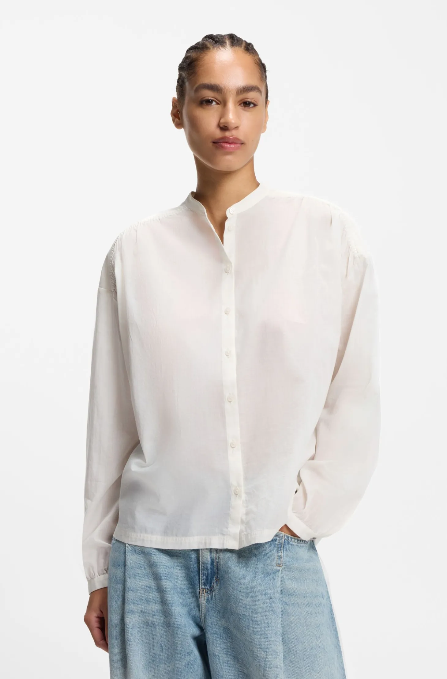 Relaxed-Fit Bluse aus Baumwoll-Voile