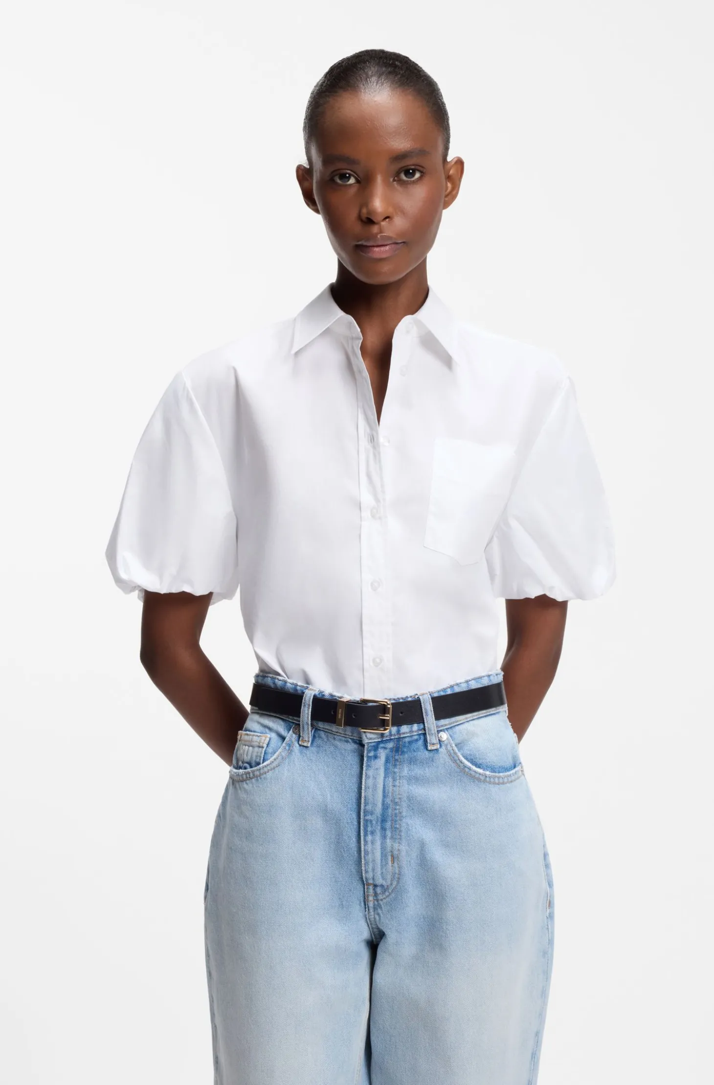 Relaxed-Fit Bluse aus Baumwoll-Popeline