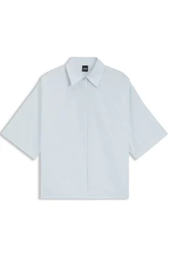 Relaxed-Fit Bluse aus Baumwoll-Popeline mit Spitzkragen