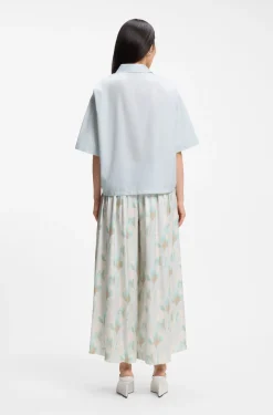 Relaxed-Fit Bluse aus Baumwoll-Popeline mit Spitzkragen