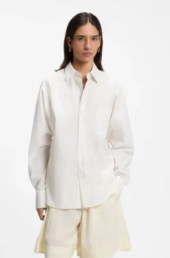 Relaxed-Fit Bluse aus gestreifter Baumwoll-Popeline