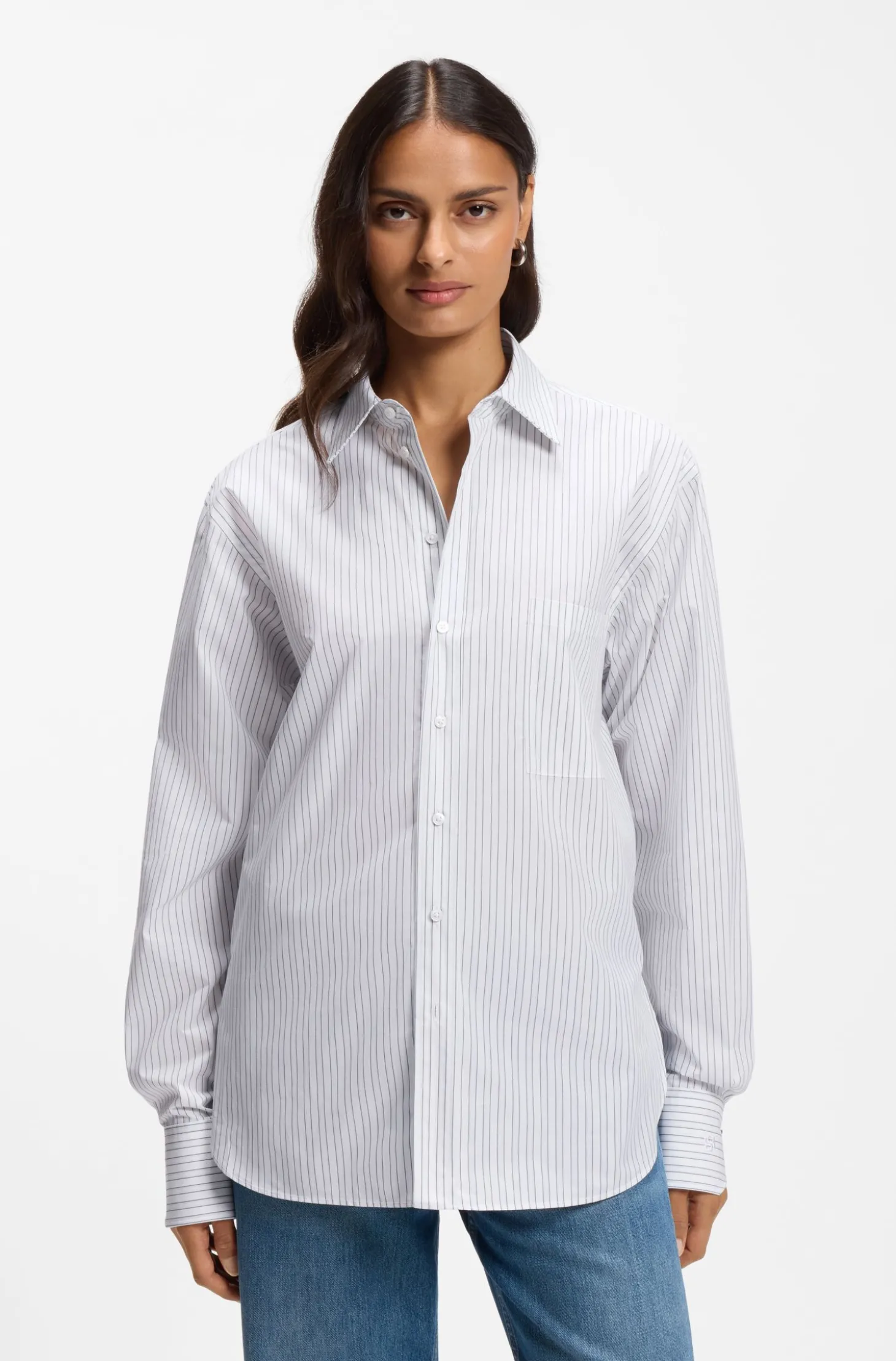 Relaxed-Fit Bluse aus gestreifter Baumwoll-Popeline