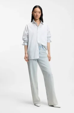 Relaxed-Fit Bluse aus gestreiftem Baumwoll-Canvas