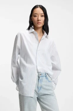 Relaxed-Fit Bluse aus gestreiftem Baumwoll-Canvas