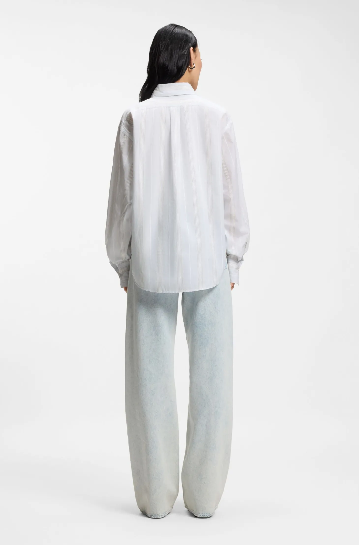 Relaxed-Fit Bluse aus gestreiftem Baumwoll-Canvas