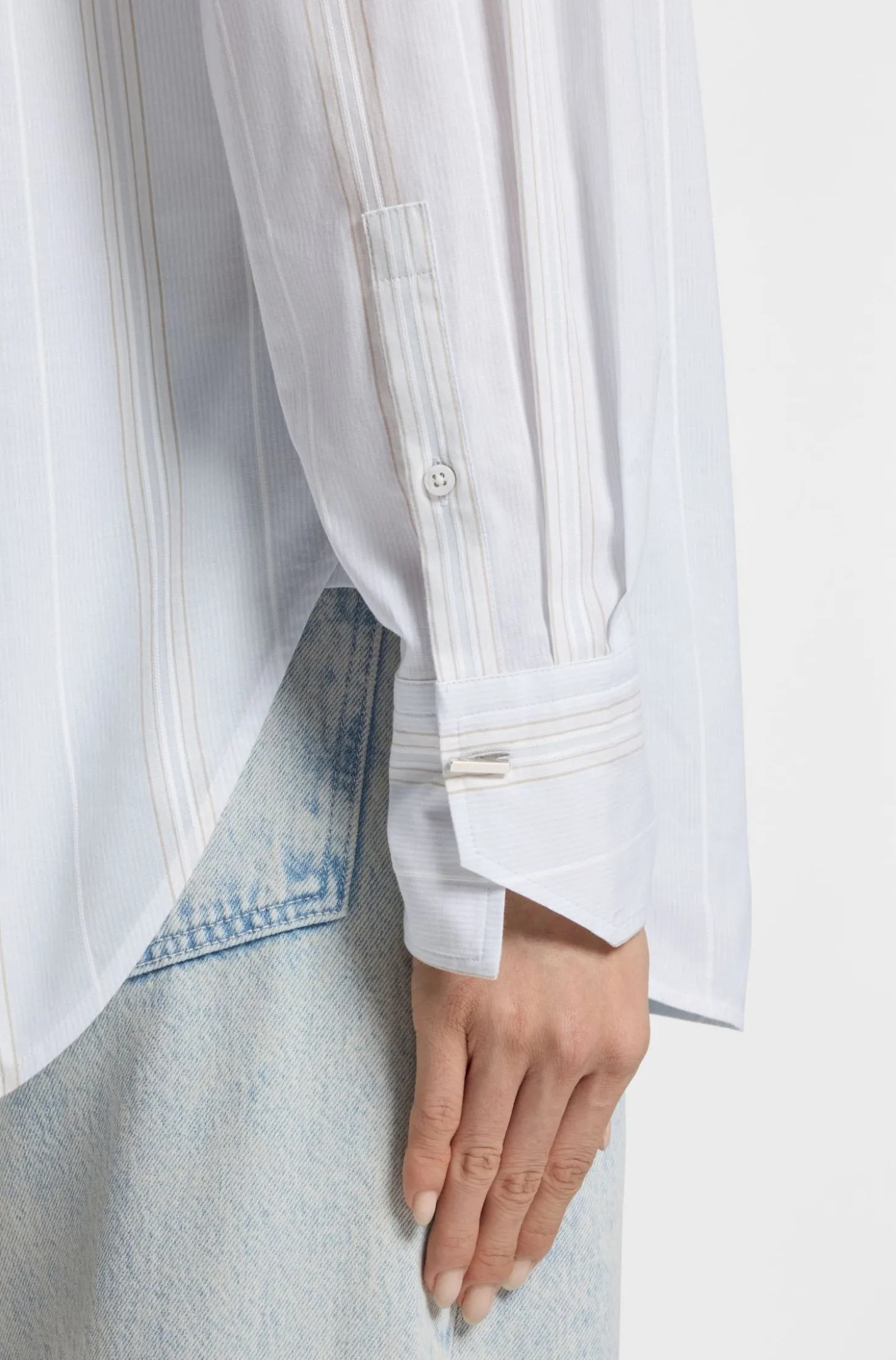 Relaxed-Fit Bluse aus gestreiftem Baumwoll-Canvas