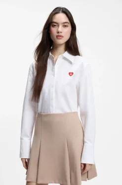 Relaxed-Fit Bluse aus Oxford-Baumwolle mit Herz-Logo