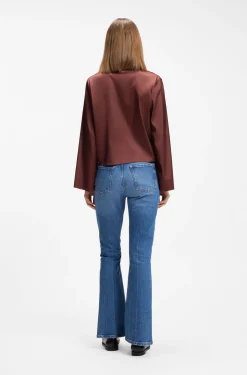 Relaxed-Fit Bluse aus Stretch-Satin mit Krawatten-Detail