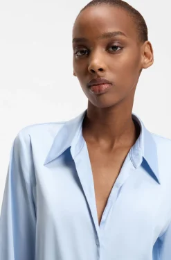 Relaxed-Fit Bluse aus Stretch-Satin mit Krawatten-Detail