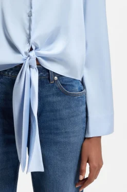 Relaxed-Fit Bluse aus Stretch-Satin mit Krawatten-Detail