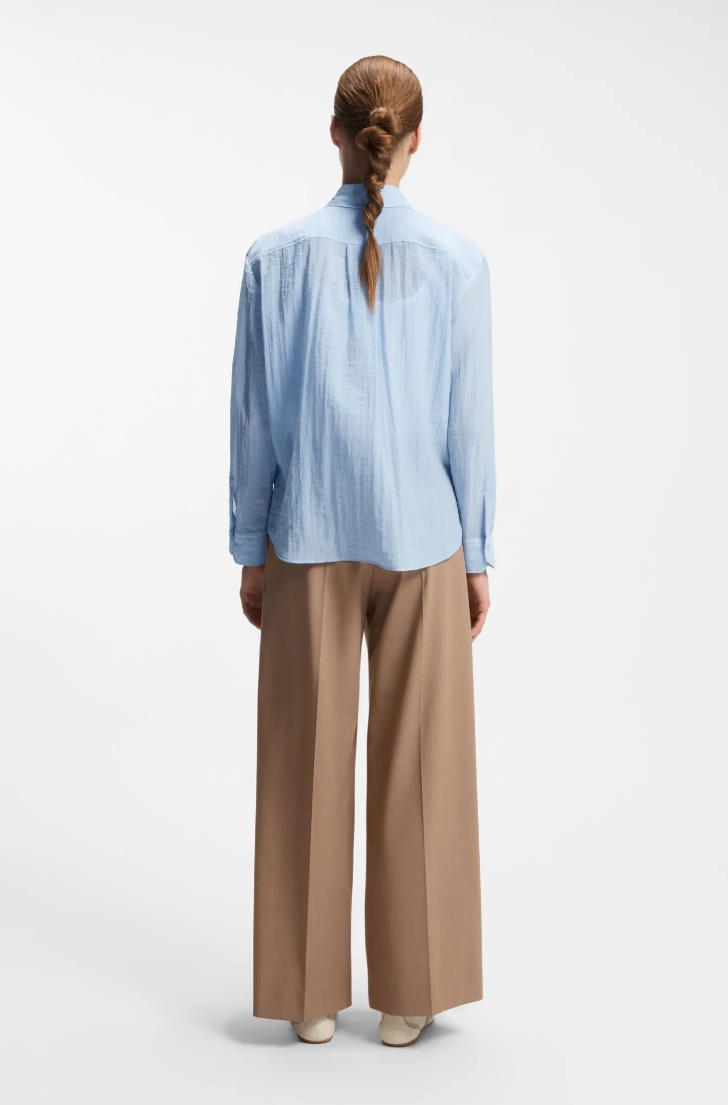 Relaxed-Fit Bluse aus transparentem strukturiertem Gewebe