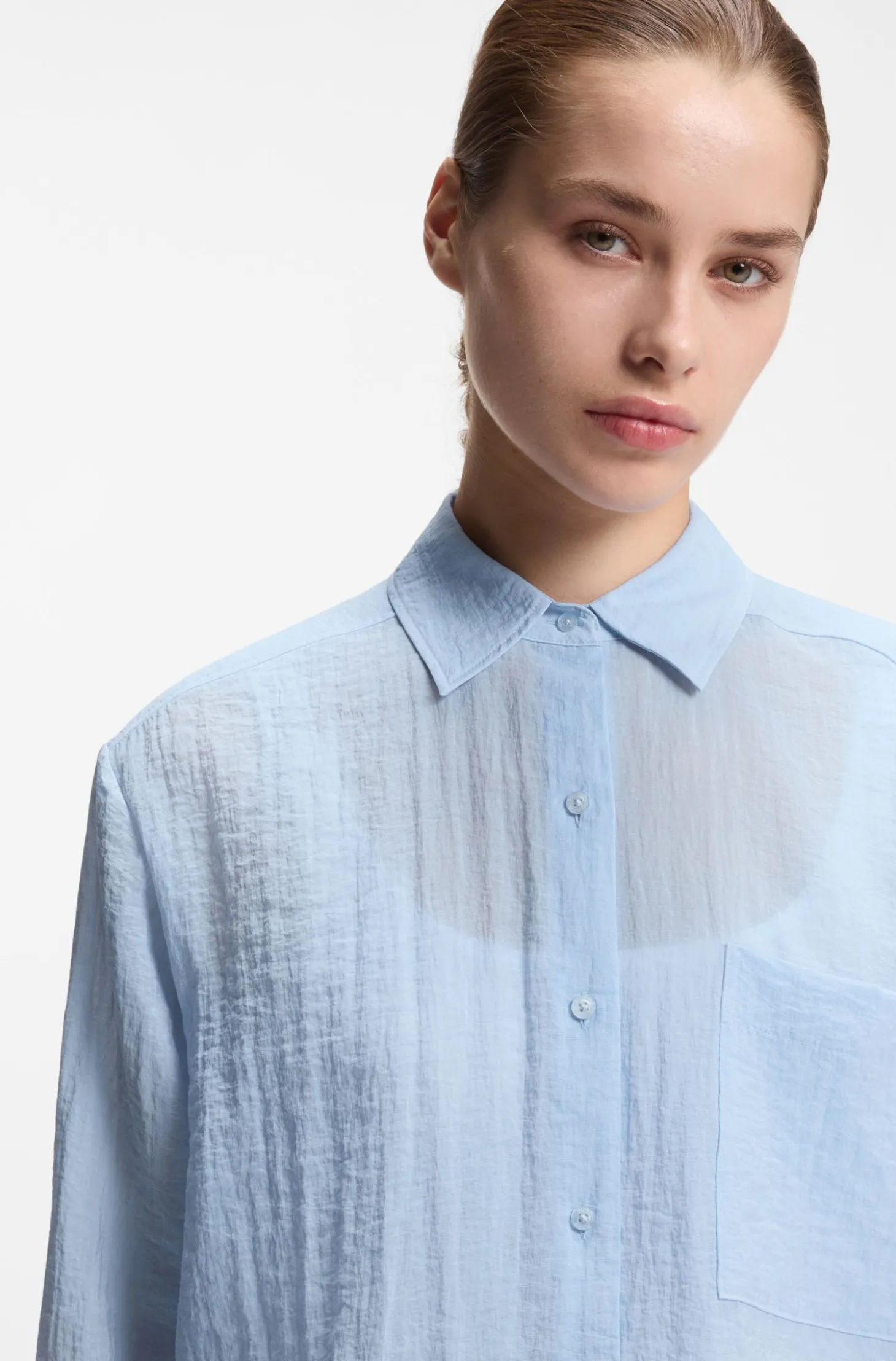 Relaxed-Fit Bluse aus transparentem strukturiertem Gewebe