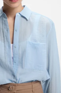 Relaxed-Fit Bluse aus transparentem strukturiertem Gewebe