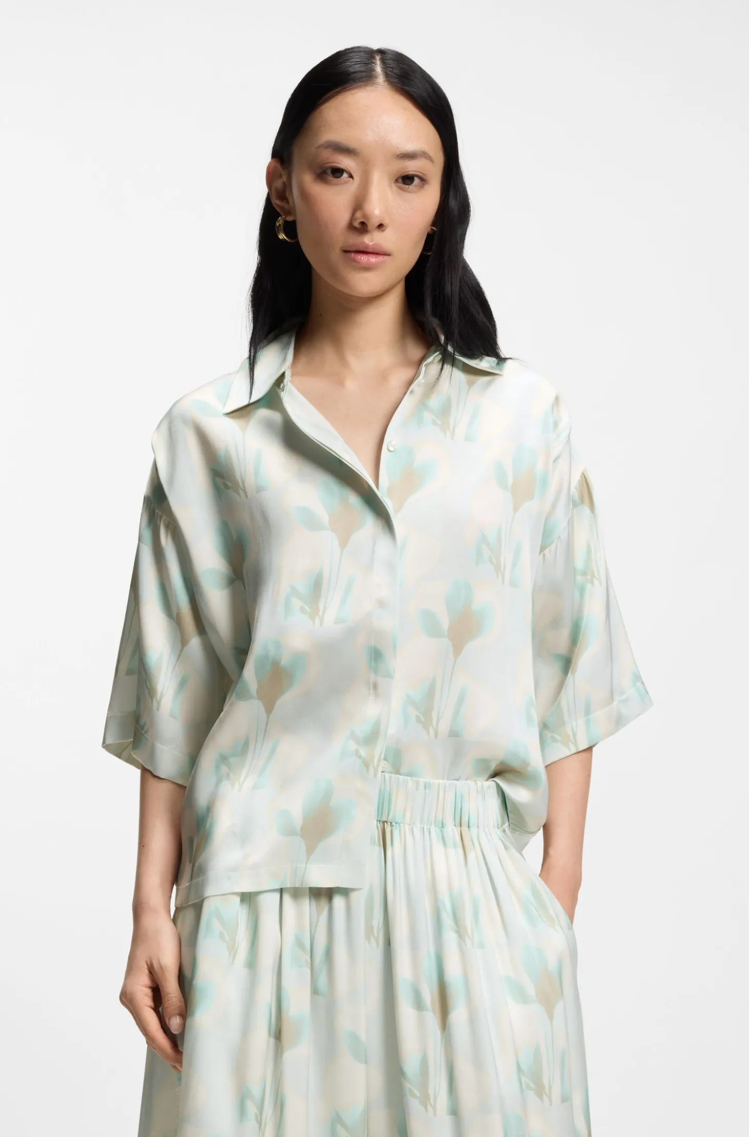 Relaxed-Fit Bluse mit Blumen-Print