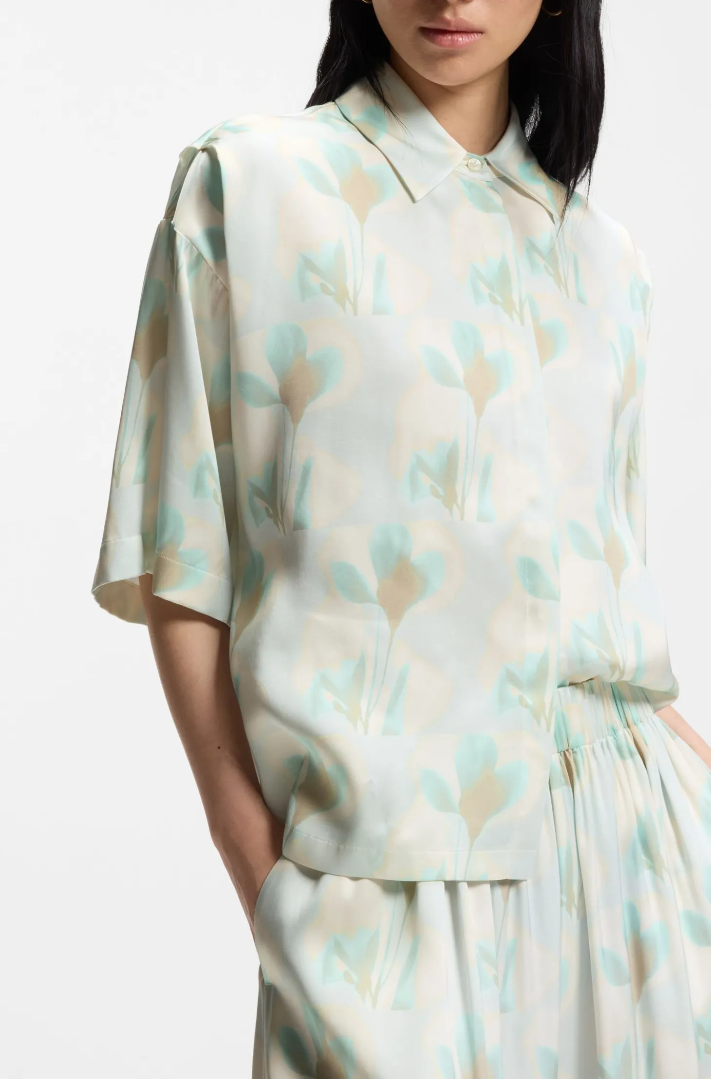 Relaxed-Fit Bluse mit Blumen-Print