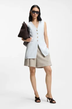 Relaxed-Fit Culotte aus Leinen-Mix mit Fischgrät-Webstruktur