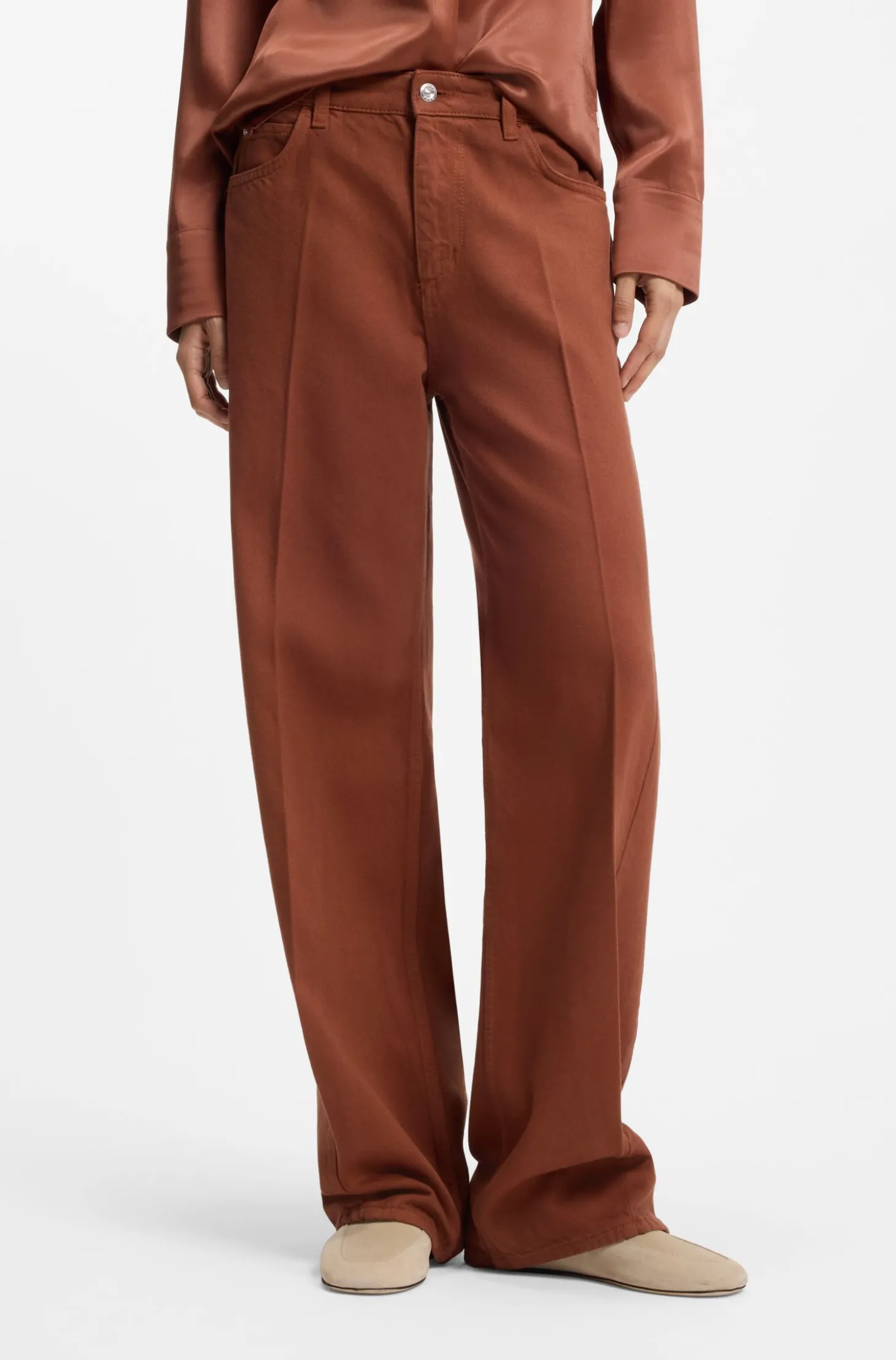 Relaxed-Fit farbige Jeans aus softem Baumwoll-Mix