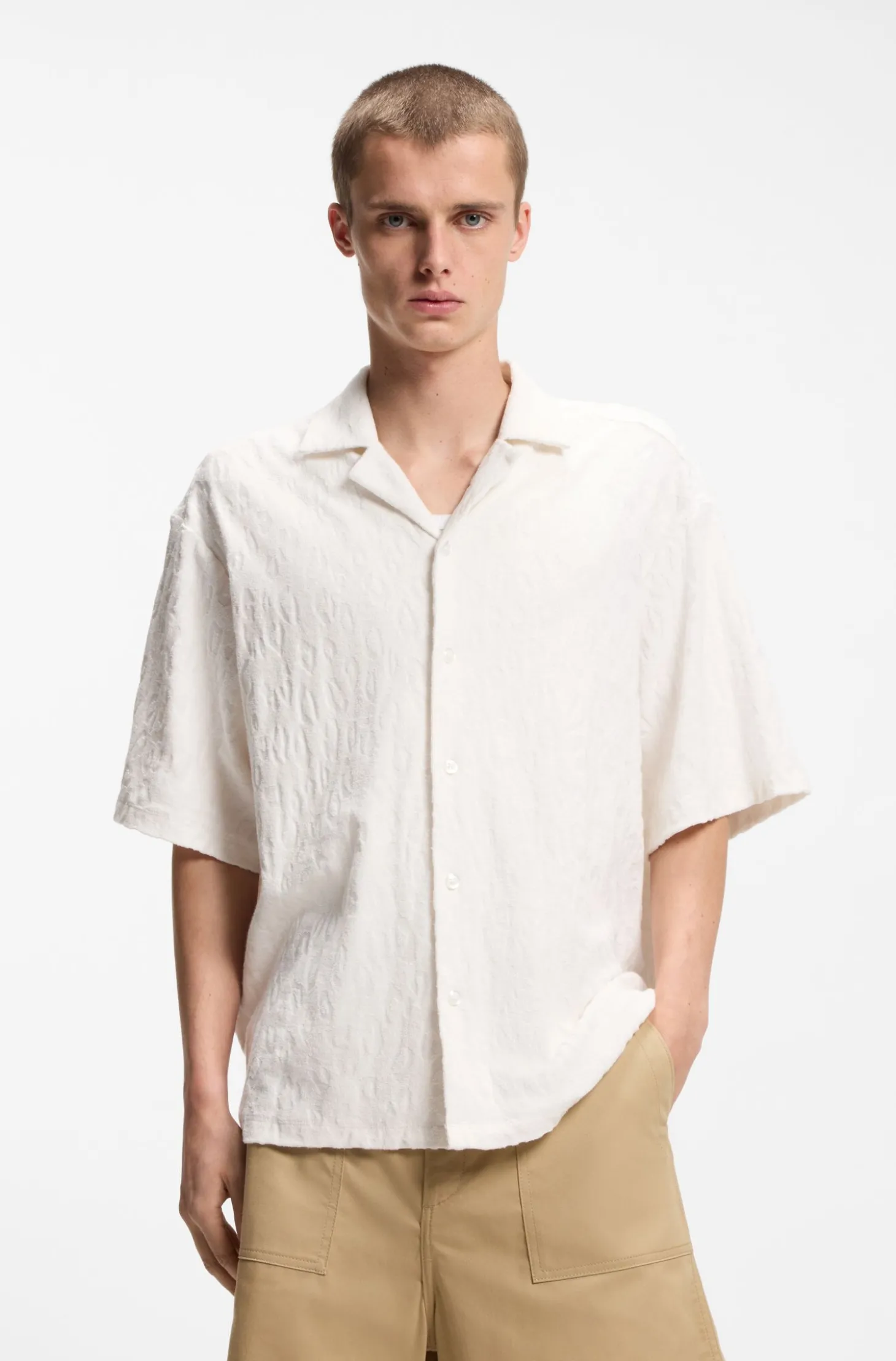 Relaxed-Fit Hemd aus Baumwoll-Frottee-Jacquard
