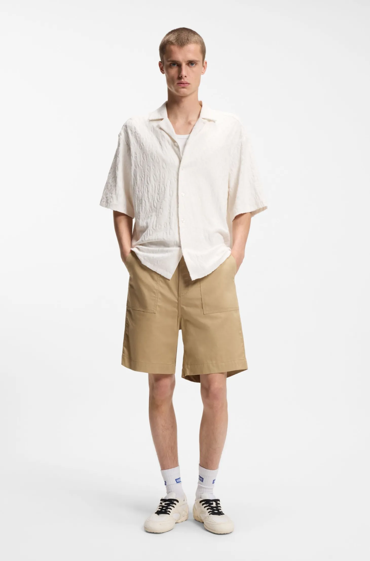 Relaxed-Fit Hemd aus Baumwoll-Frottee-Jacquard