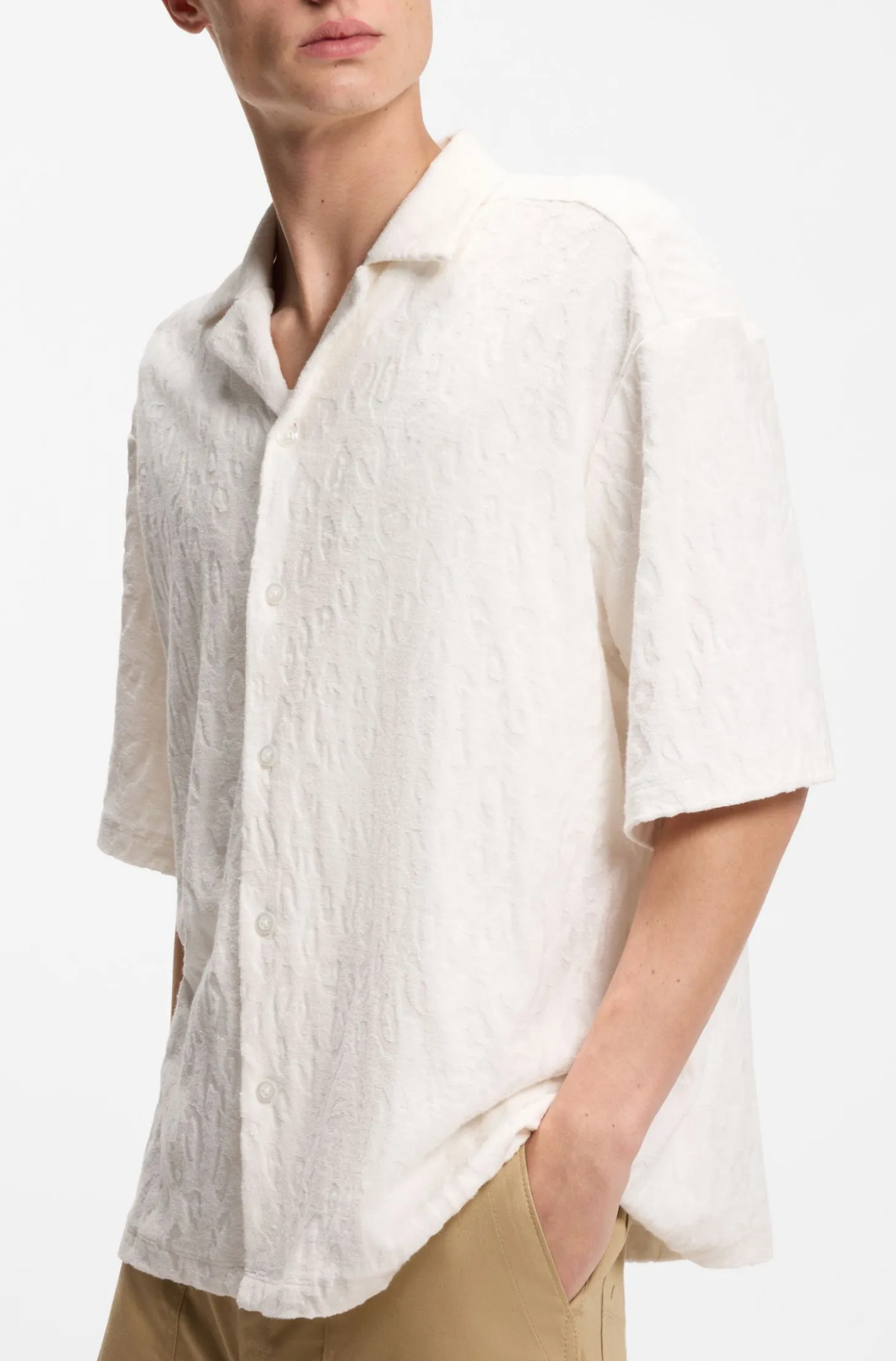 Relaxed-Fit Hemd aus Baumwoll-Frottee-Jacquard