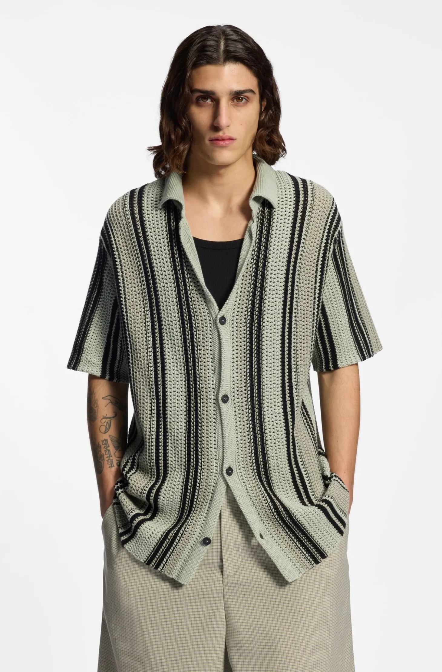 Relaxed-Fit Hemd aus offen gestrickter Baumwolle