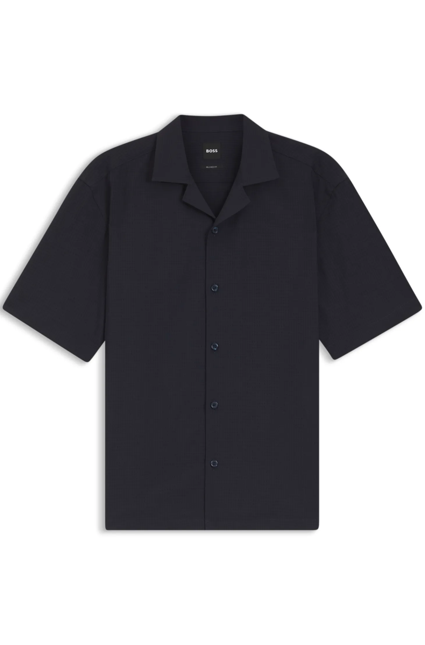 Relaxed-Fit Hemd aus Woll-Mix mit Mesh-Muster