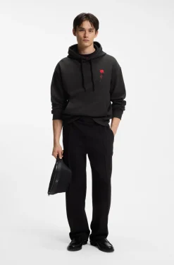 Relaxed-Fit Hoodie aus Baumwoll-Terry mit Rosen-Logo