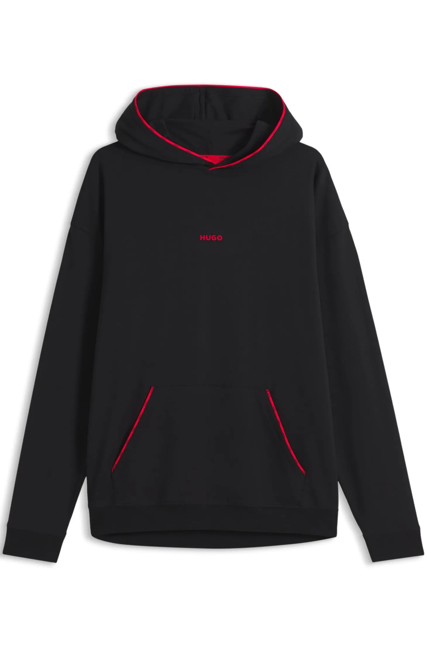 Relaxed-Fit Hoodie mit kontrastfarbener Logo-Paspel