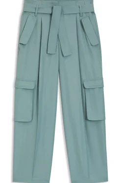 Relaxed-Fit Hose aus drapiertem Twill mit Paperbag-Bund
