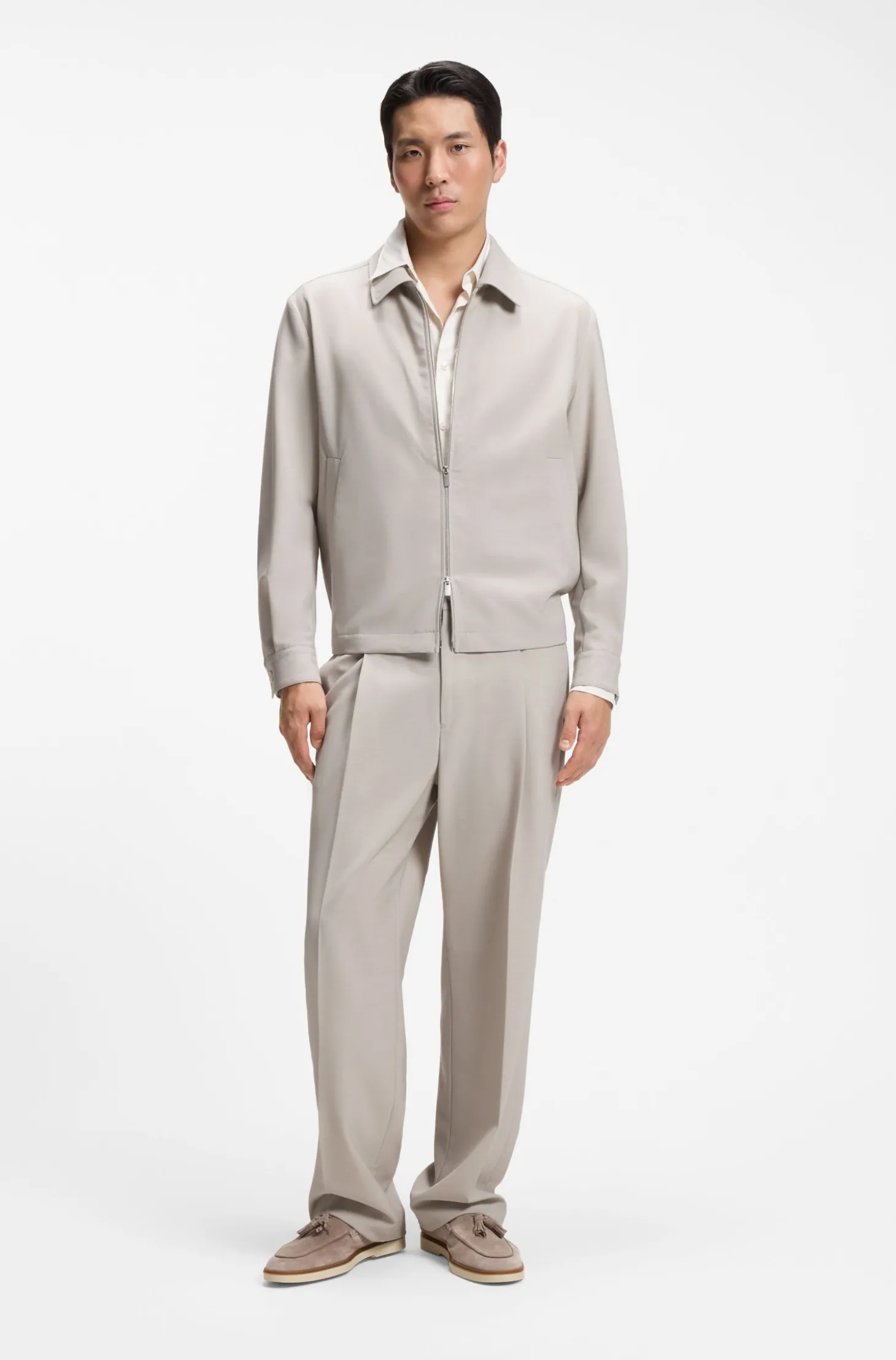 Relaxed-Fit Hose aus gemusterter Schurwolle