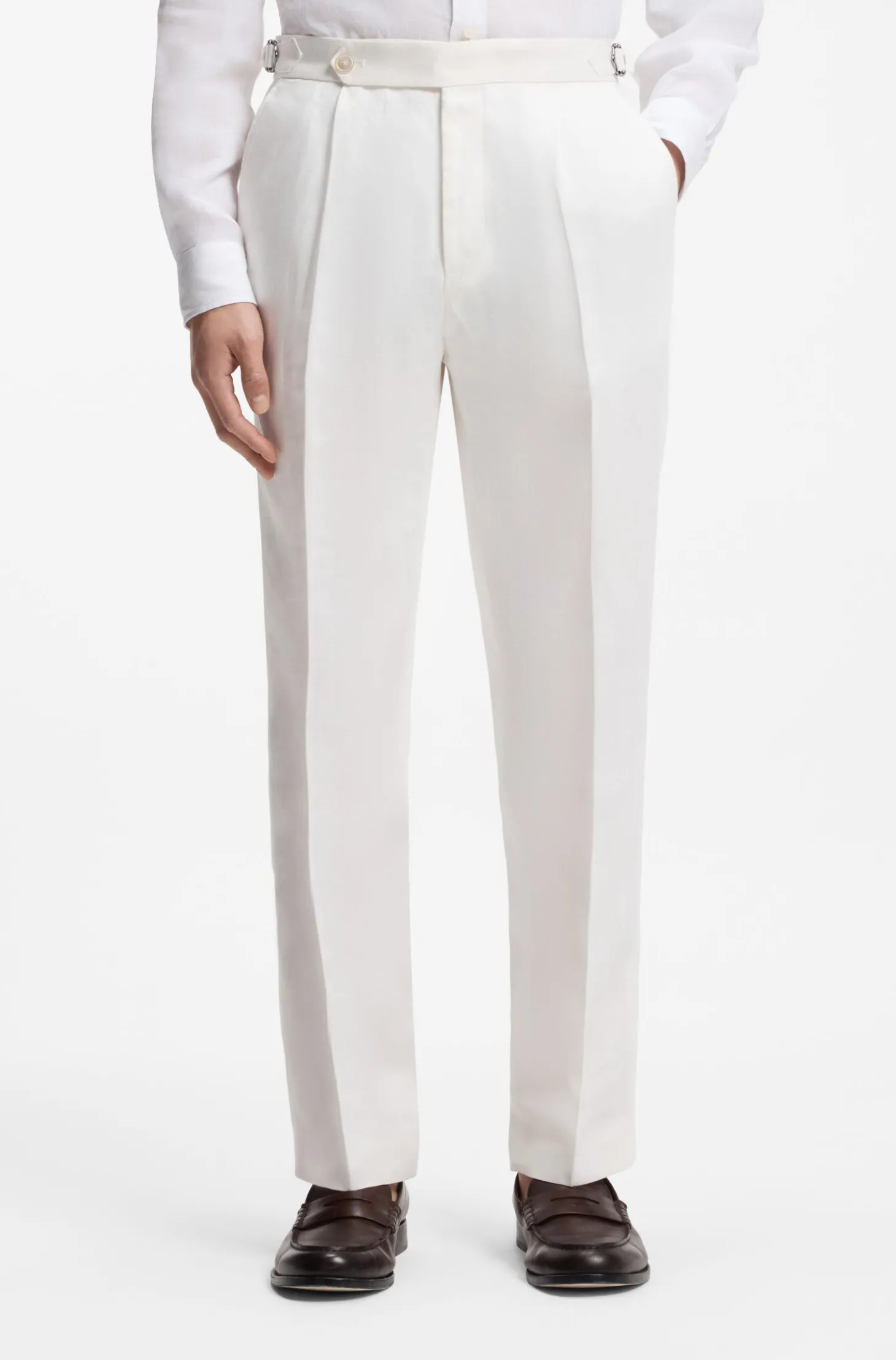 Relaxed-Fit Hose aus Leinen mit Bundfalten vorne
