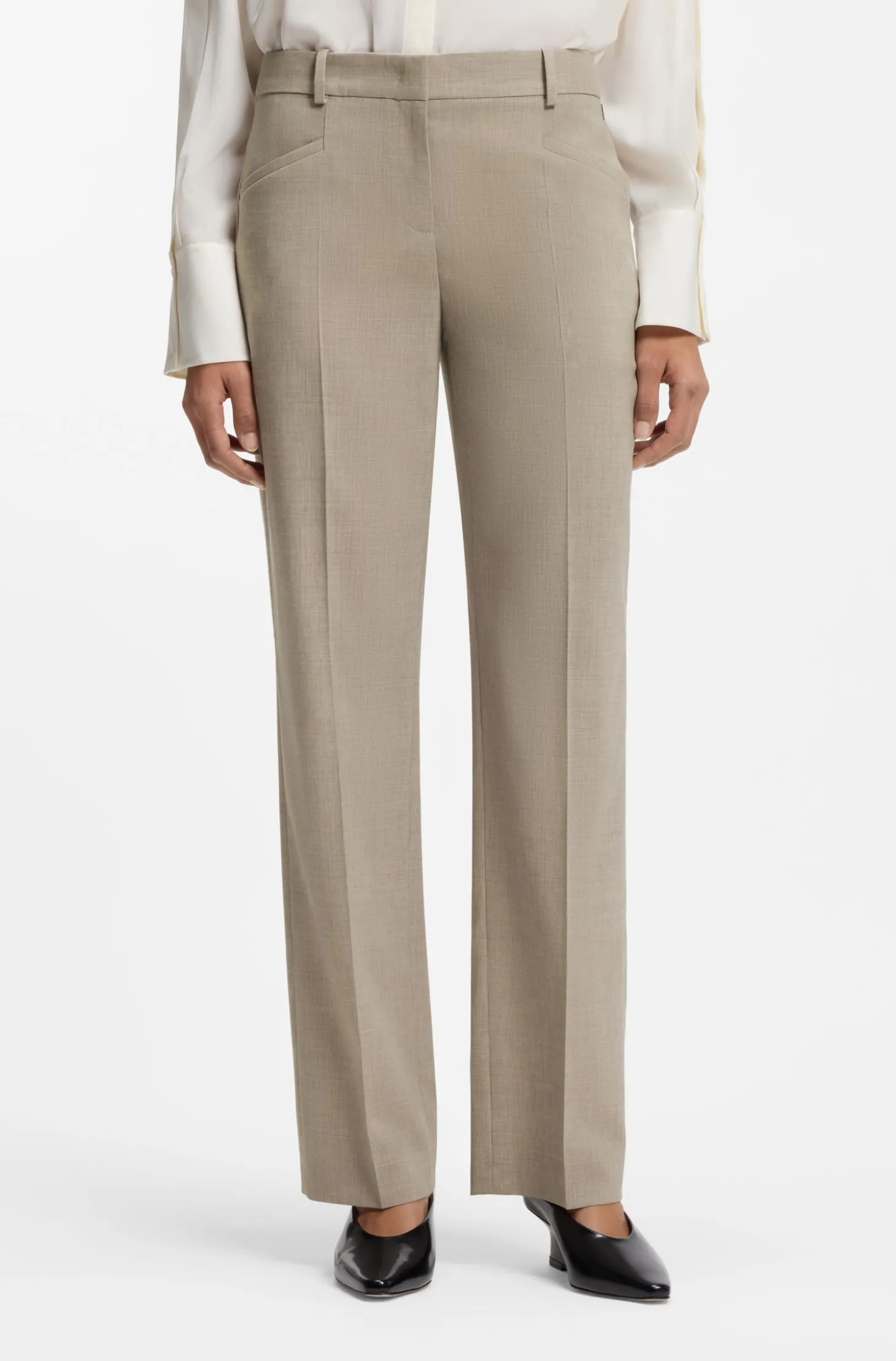 Relaxed-Fit Hose aus melierter Schurwolle