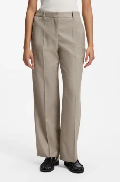 Relaxed-Fit Hose aus melierter Schurwolle mit Stretch-Anteil