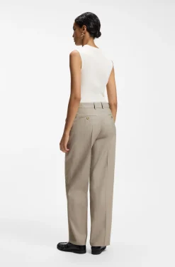 Relaxed-Fit Hose aus melierter Schurwolle mit Stretch-Anteil