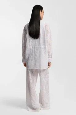 Relaxed-Fit Hose mit Blumenstickerei