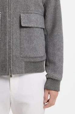 Relaxed-Fit Jacke aus Alpaka-Mix mit Fischgrätmuster