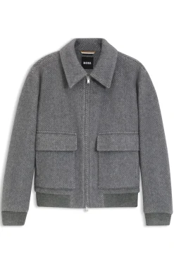 Relaxed-Fit Jacke aus Alpaka-Mix mit Fischgrätmuster