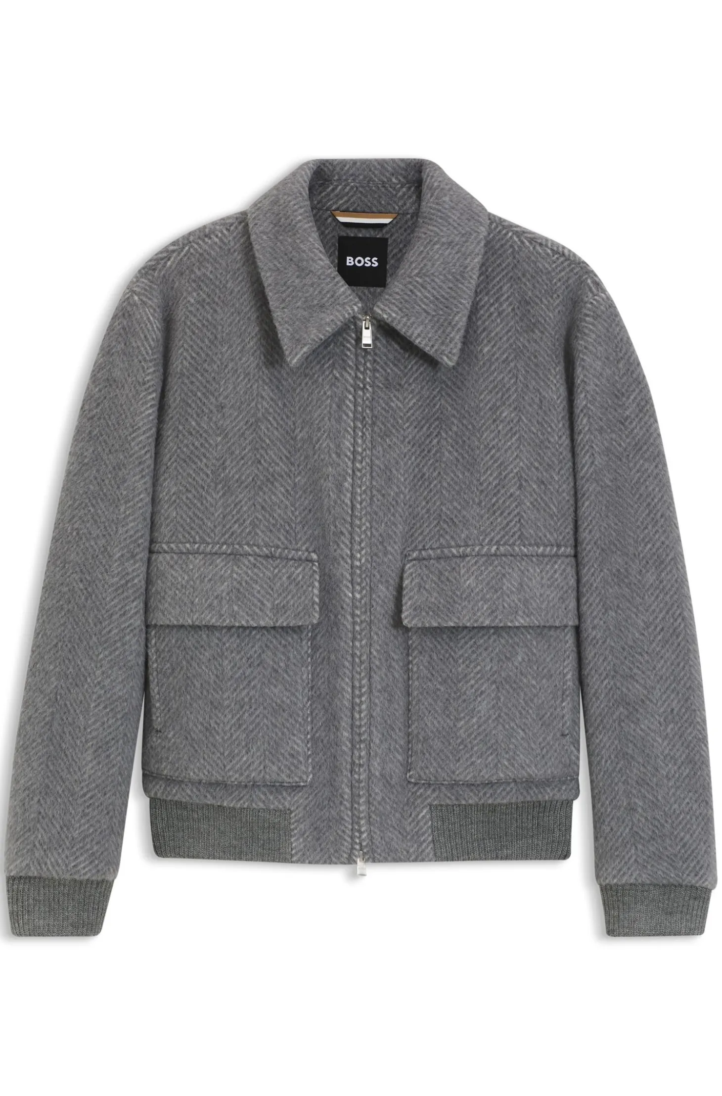Relaxed-Fit Jacke aus Alpaka-Mix mit Fischgrätmuster