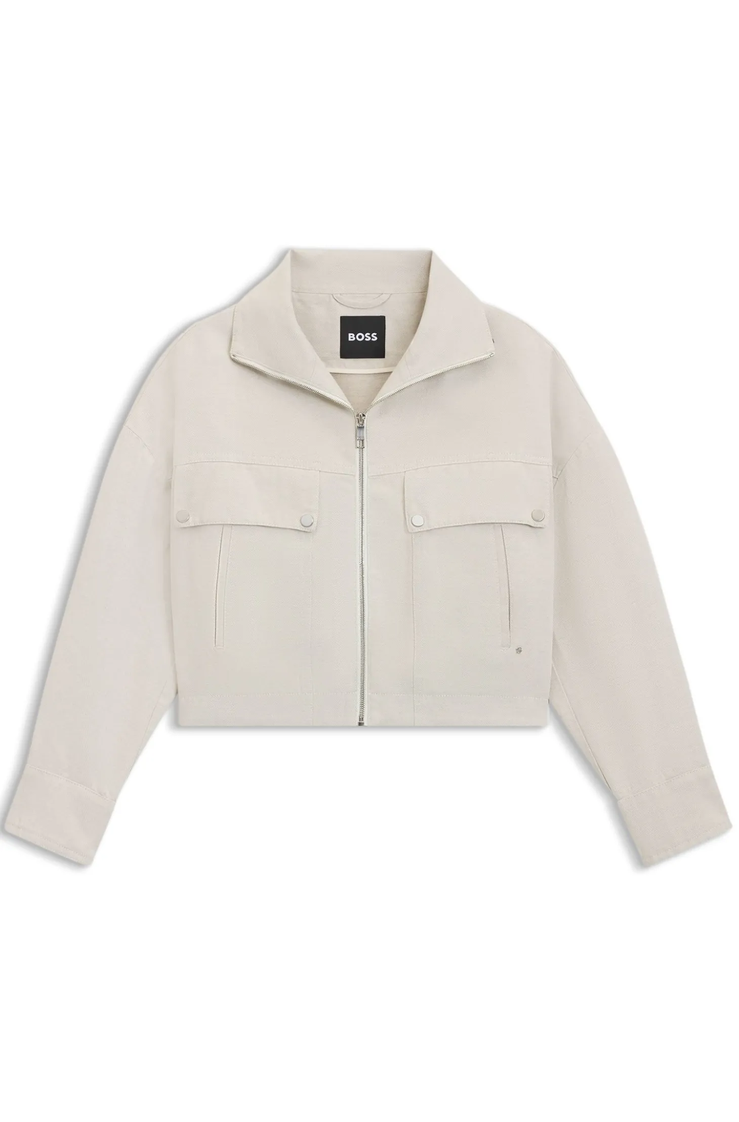 Relaxed-Fit Jacke aus Baumwoll-Twill mit Leinen