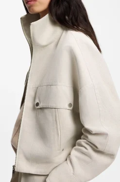 Relaxed-Fit Jacke aus Baumwoll-Twill mit Leinen