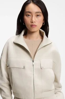 Relaxed-Fit Jacke aus Baumwoll-Twill mit Leinen