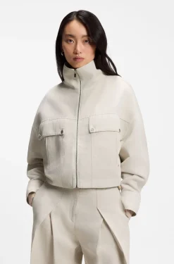 Relaxed-Fit Jacke aus Baumwoll-Twill mit Leinen