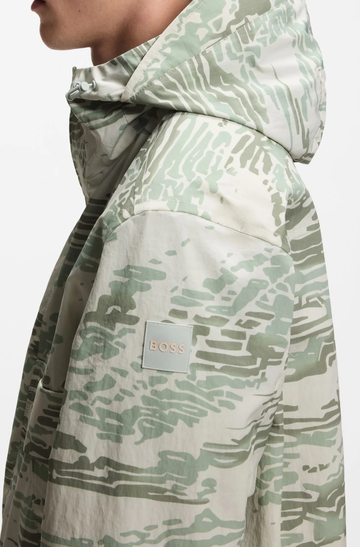 Relaxed-Fit Jacke aus bedrucktem, wasserabweisendem Ripstop