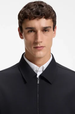 Relaxed-Fit Jacke aus gemusterter Schurwolle mit Reißverschluss