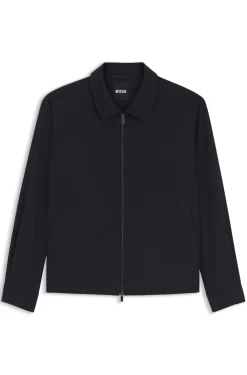Relaxed-Fit Jacke aus gemusterter Schurwolle mit Reißverschluss
