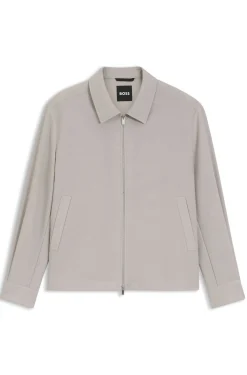 Relaxed-Fit Jacke aus gemusterter Schurwolle mit Reißverschluss