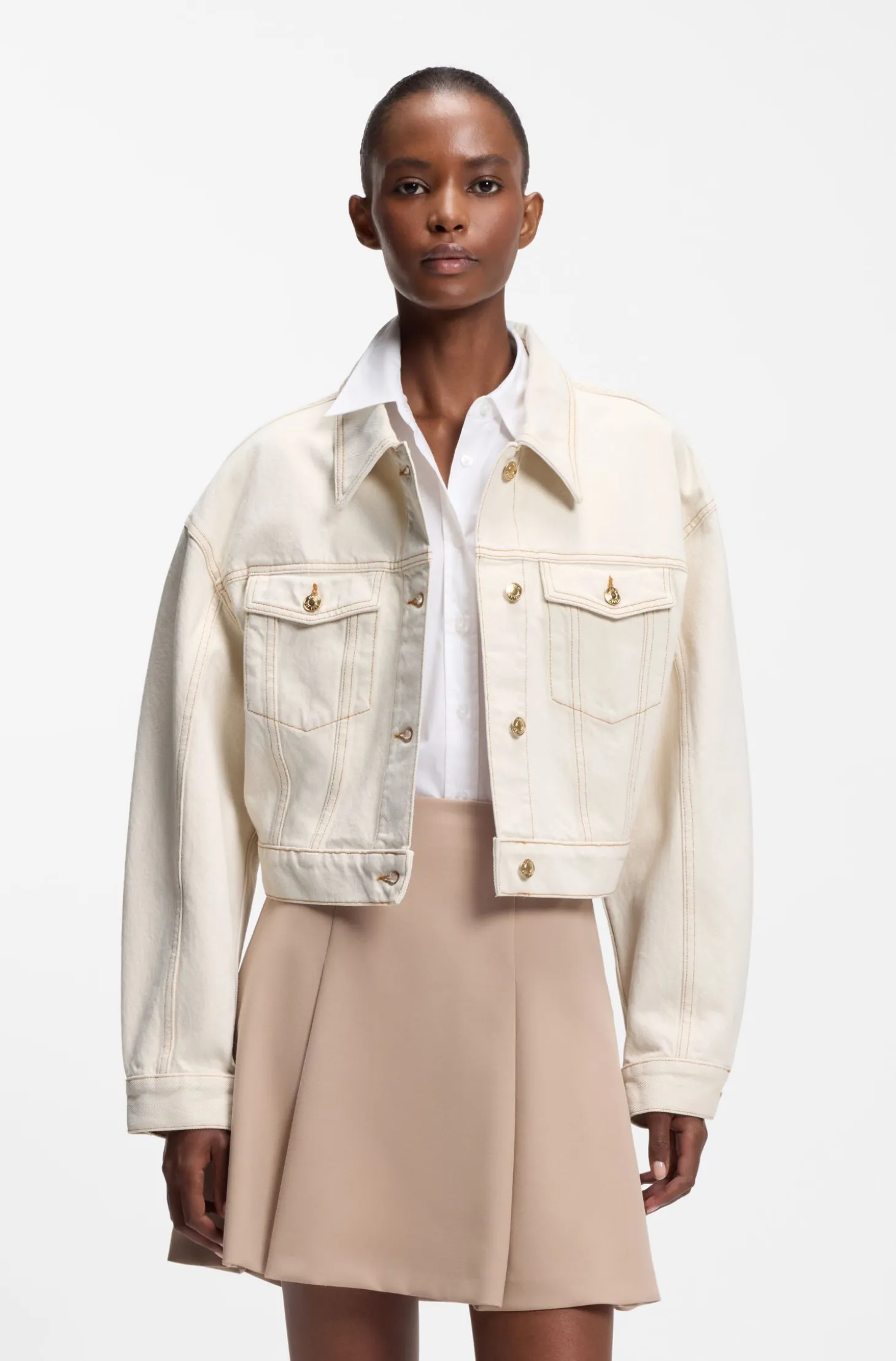 Relaxed-Fit Jacke aus gewaschenem Ecru-Denim